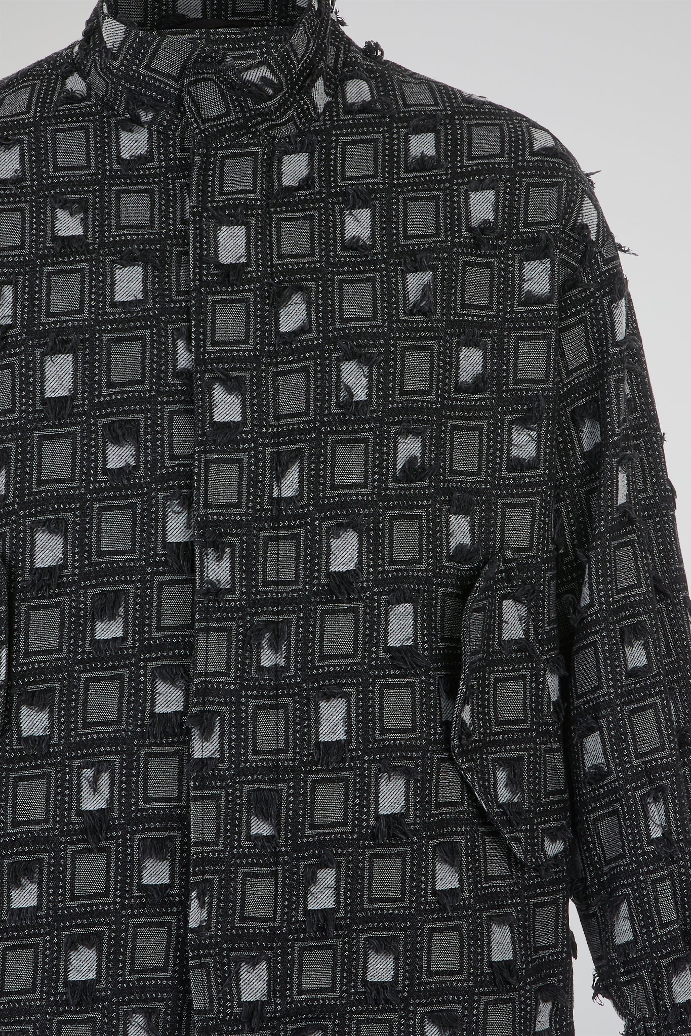 Black Distressed Jacquard Jacket