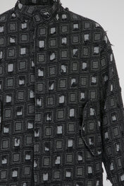 Black Distressed Jacquard Jacket