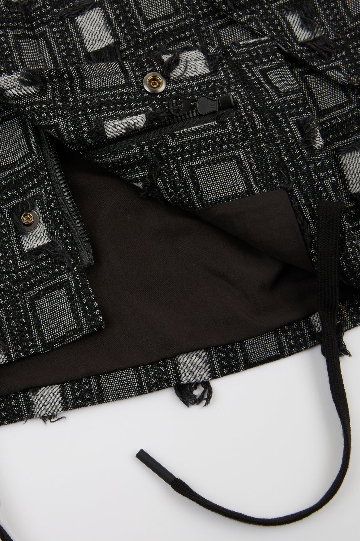 Black Distressed Jacquard Jacket