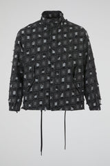 Black Distressed Jacquard Jacket