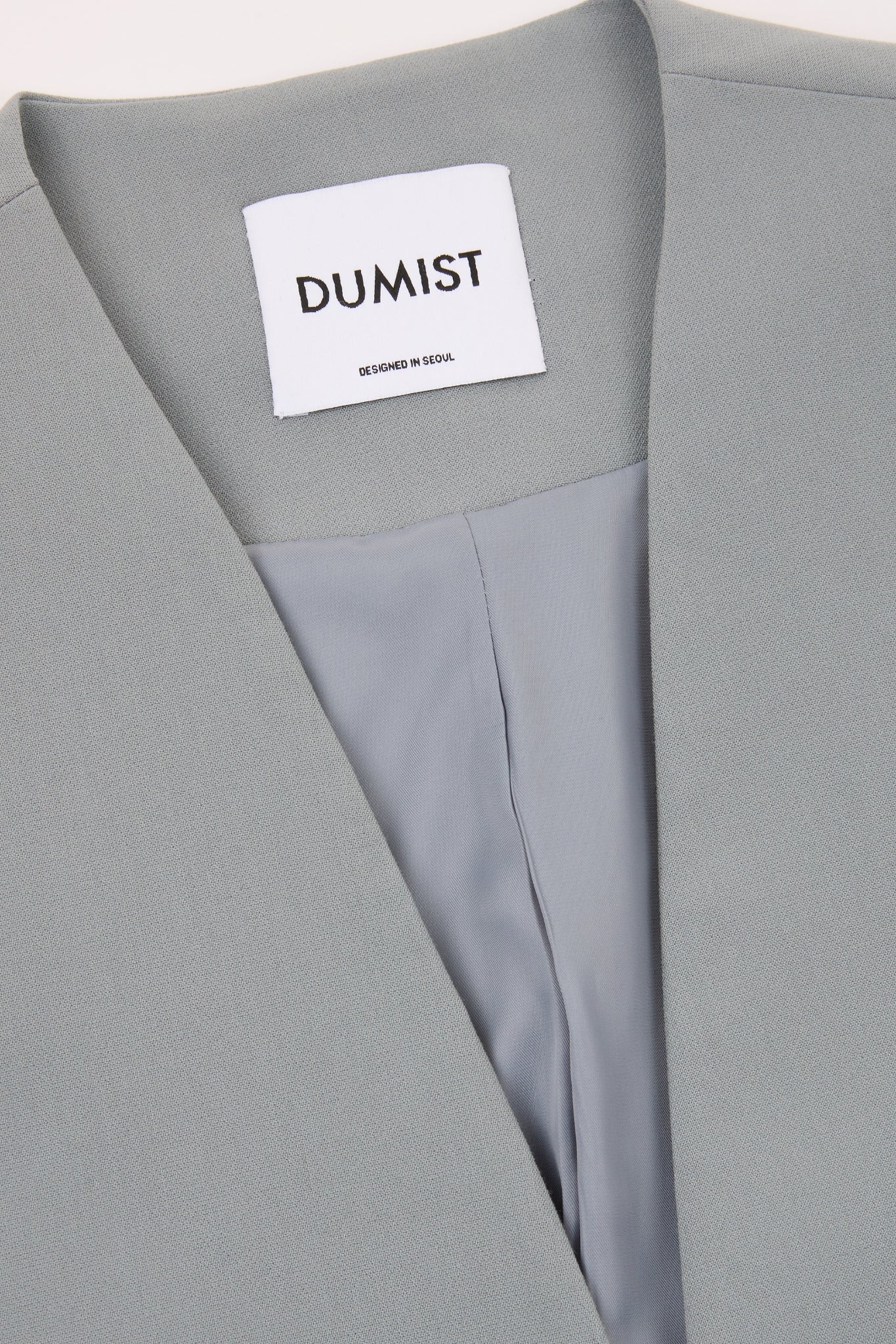 Dusty Blue Minimal Collarless Blazer