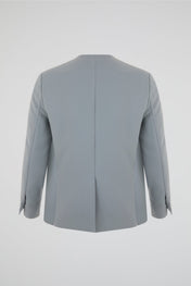 Dusty Blue Minimal Collarless Blazer