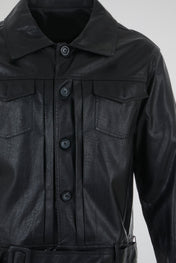 Belted Leather Utility Jacket