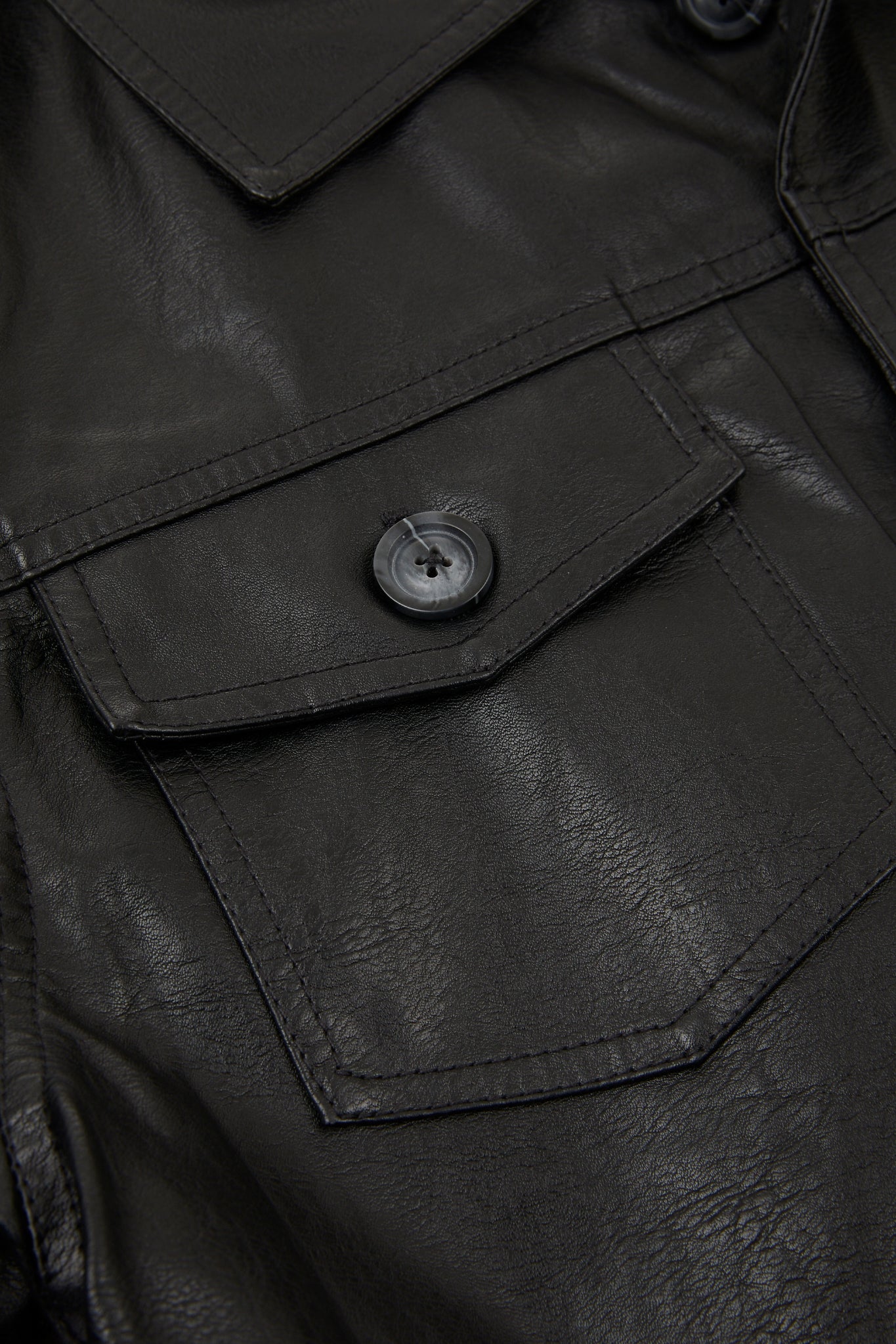 Belted Leather Utility Jacket