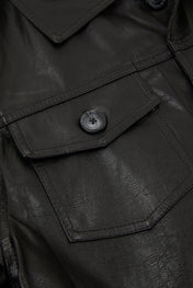 Belted Leather Utility Jacket