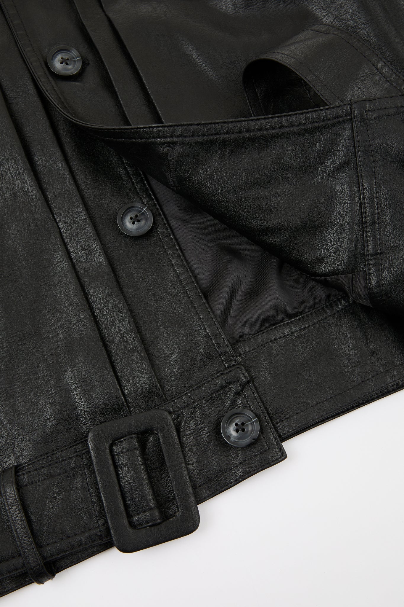 Belted Leather Utility Jacket