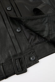 Belted Leather Utility Jacket