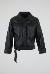 Belted Leather Utility Jacket