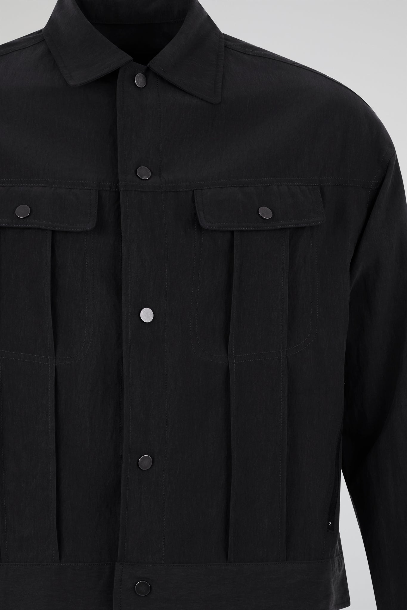 Panelled Snap Jacket Black