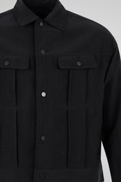 Panelled Snap Jacket Black