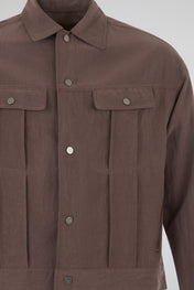 Panelled Snap Jacket Brown