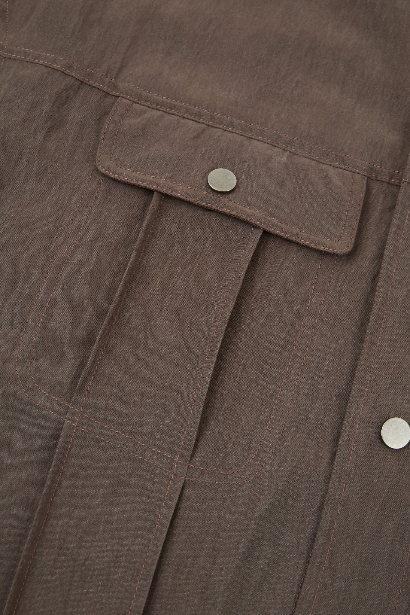 Panelled Snap Jacket Brown
