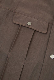 Panelled Snap Jacket Brown