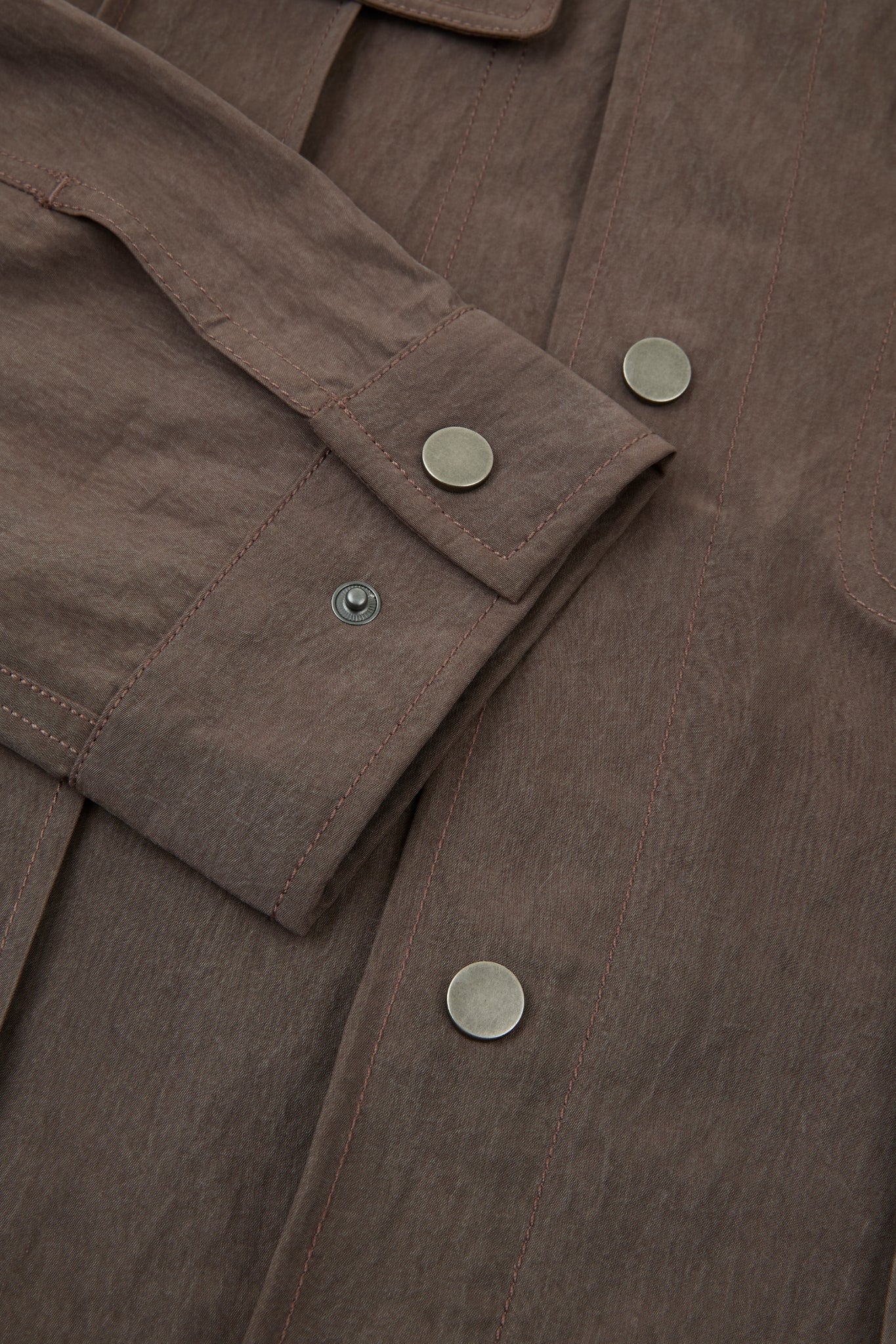 Panelled Snap Jacket Brown