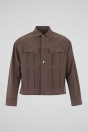 Panelled Snap Jacket Brown