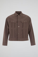 Panelled Snap Jacket Brown