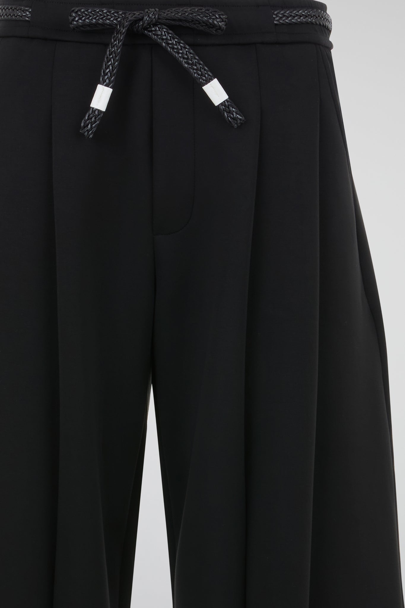 Pleated Drawstring Trousers Black