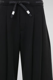 Pleated Drawstring Trousers Black