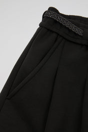 Pleated Drawstring Trousers Black