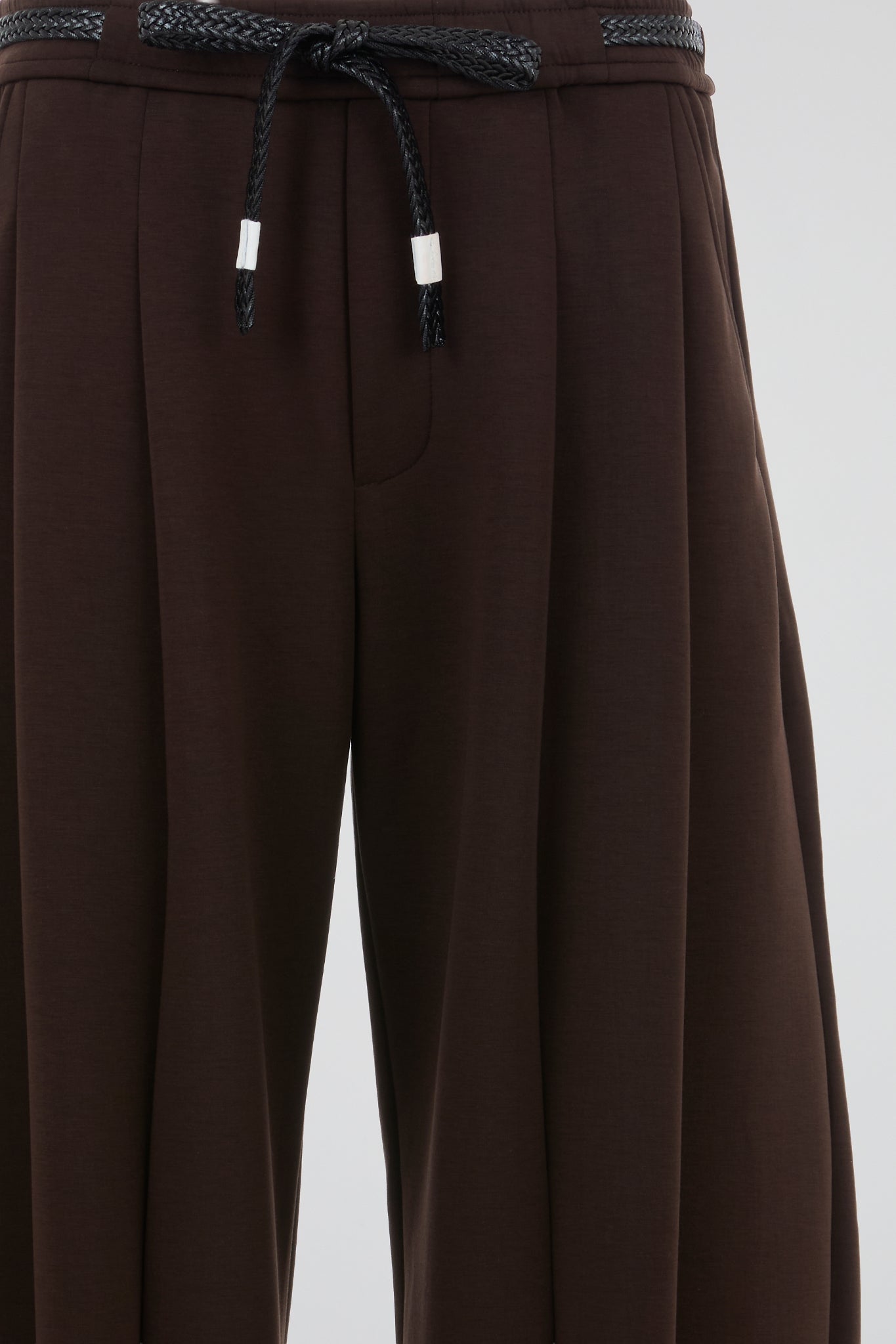 Pleated Drawstring Trousers Brown