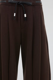 Pleated Drawstring Trousers Brown