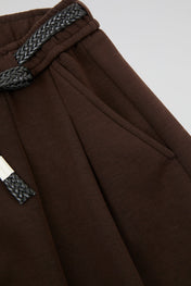 Pleated Drawstring Trousers Brown