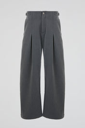 Studded Pleated Trousers Grey