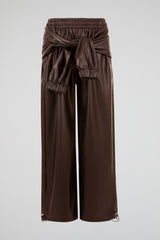Trompe-l’oeil Sleeve-Tie Wide-Leg Trousers