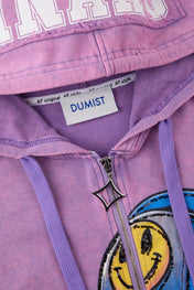 Orchid Lavender Multi-Material Zip-Up Hoodie