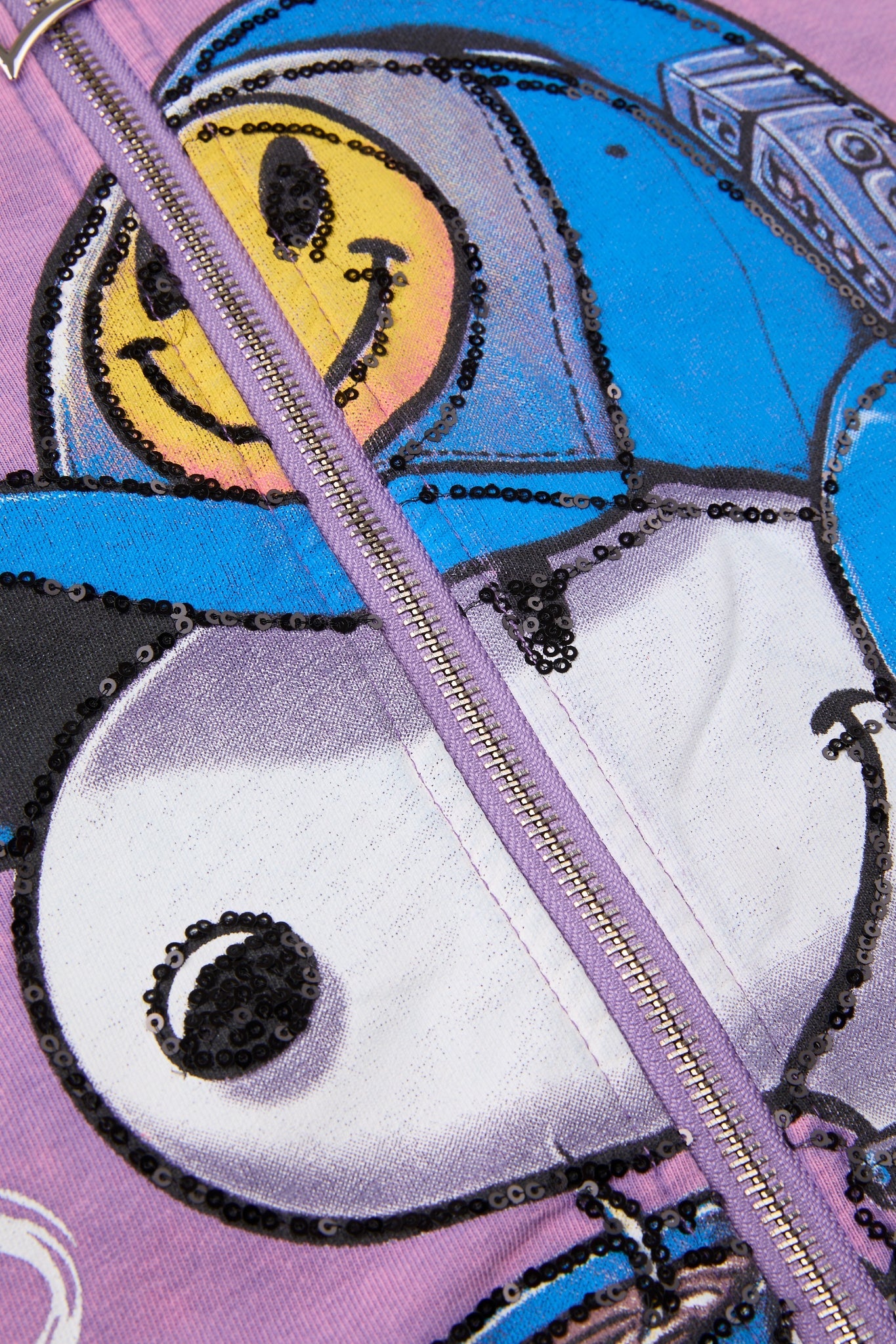 Orchid Lavender Multi-Material Zip-Up Hoodie