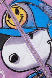 Orchid Lavender Multi-Material Zip-Up Hoodie