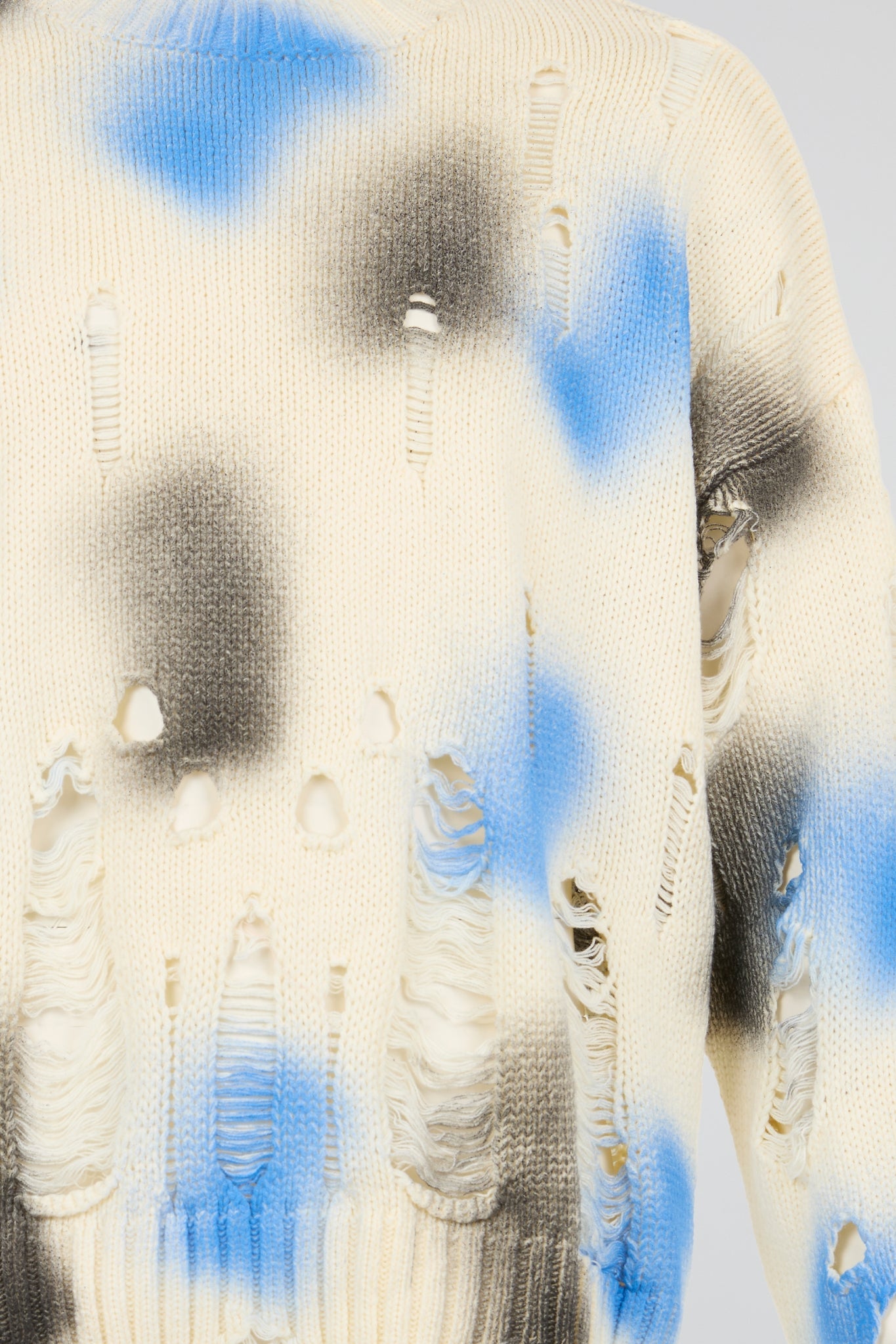 Distressed Spray-Paint Knit Crewneck
