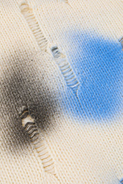 Distressed Spray-Paint Knit Crewneck
