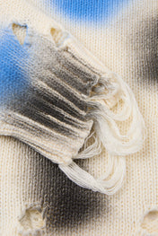 Distressed Spray-Paint Knit Crewneck