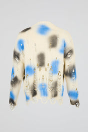 Distressed Spray-Paint Knit Crewneck