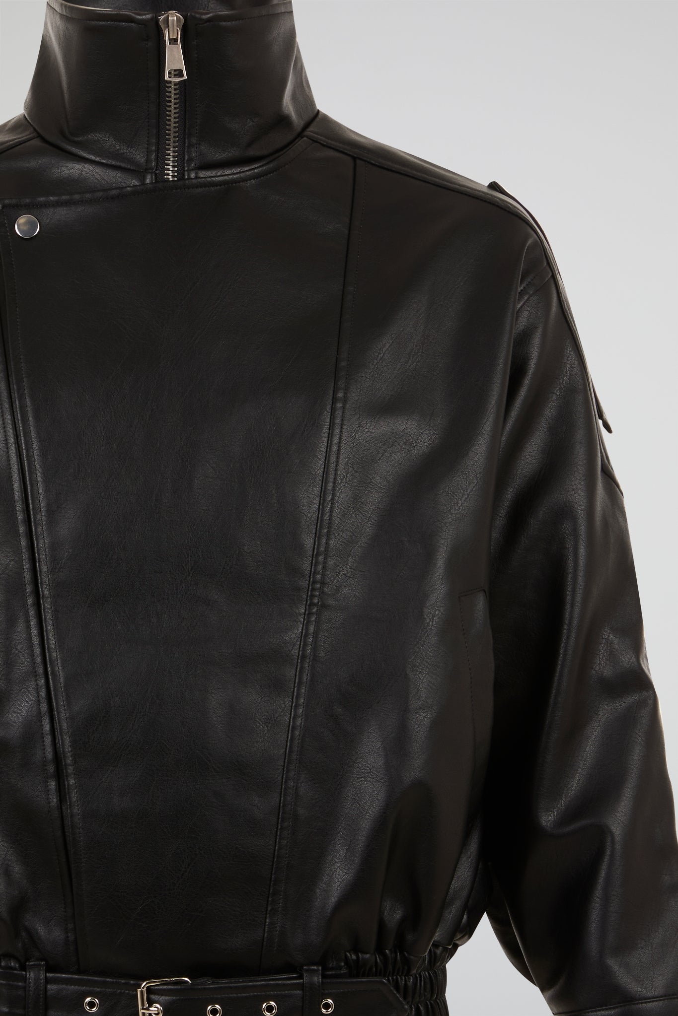 Belted Leather Bomber