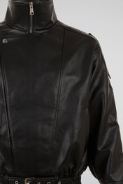 Belted Leather Bomber