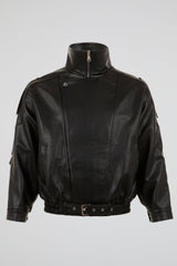 Belted Leather Bomber