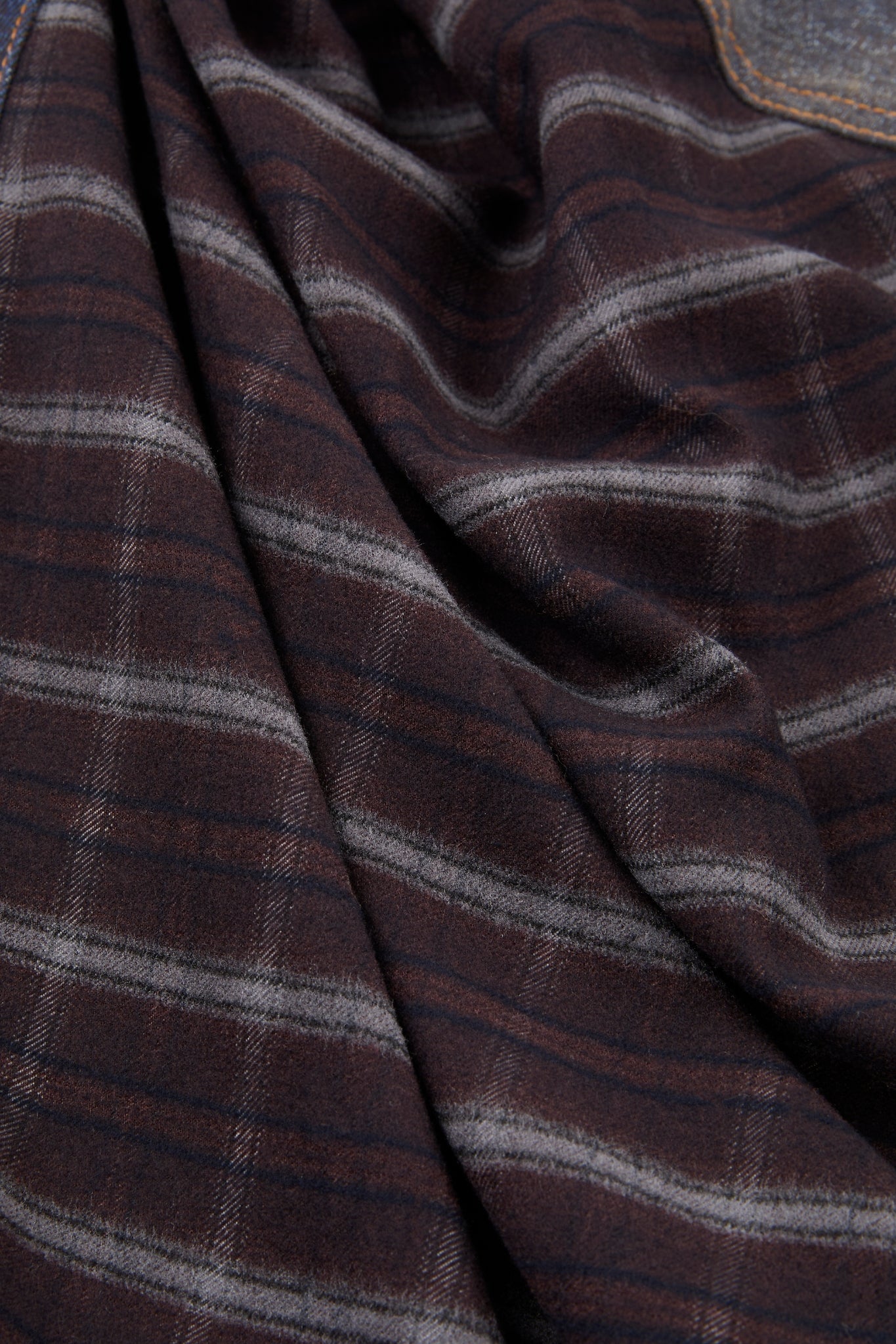 Deconstructed Denim and Plaid Skirt