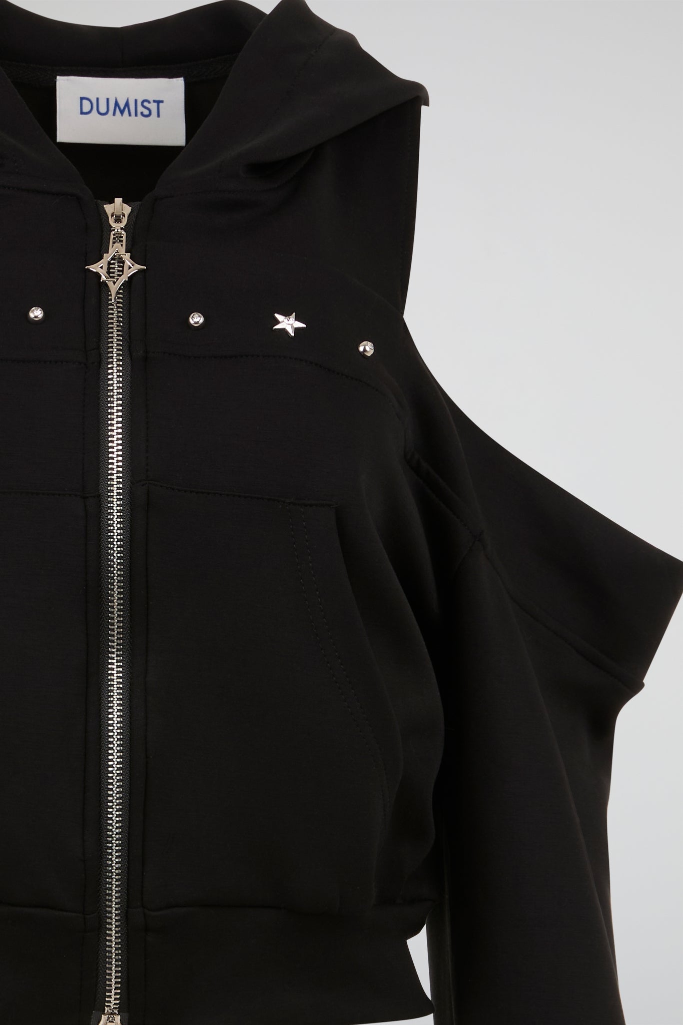Studded Zip Hoodie Black