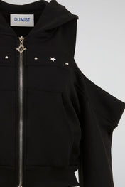 Studded Zip Hoodie Black