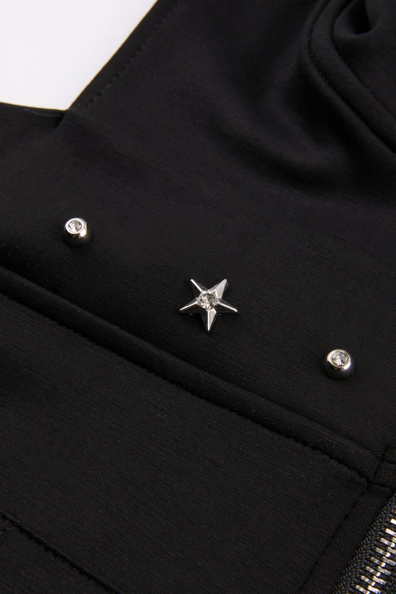 Studded Zip Hoodie Black