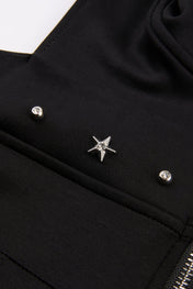 Studded Zip Hoodie Black