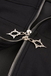 Studded Zip Hoodie Black