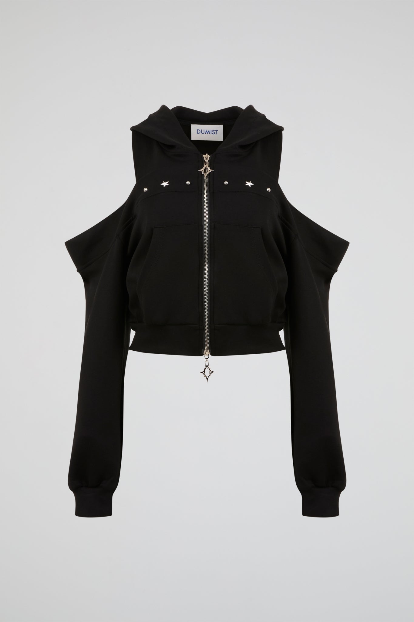 Studded Zip Hoodie Black