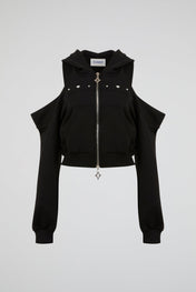 Studded Zip Hoodie Black
