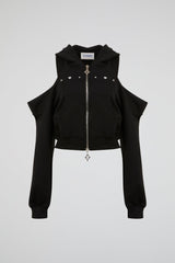 Studded Zip Hoodie Black