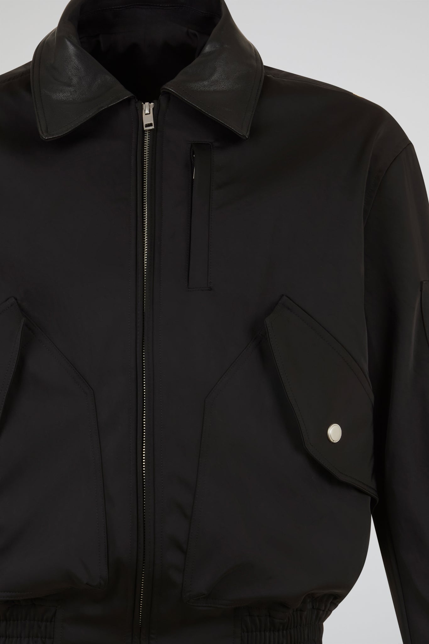 Structured Satin-Weave Utility Bomber Jacket