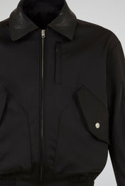 Structured Satin-Weave Utility Bomber Jacket