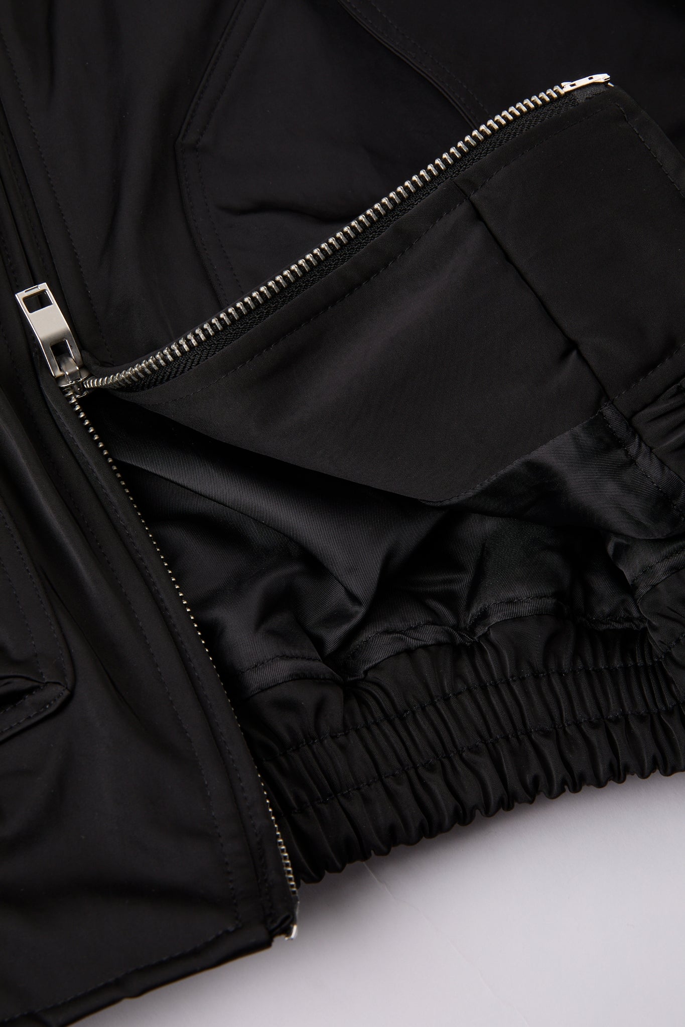 Structured Satin-Weave Utility Bomber Jacket